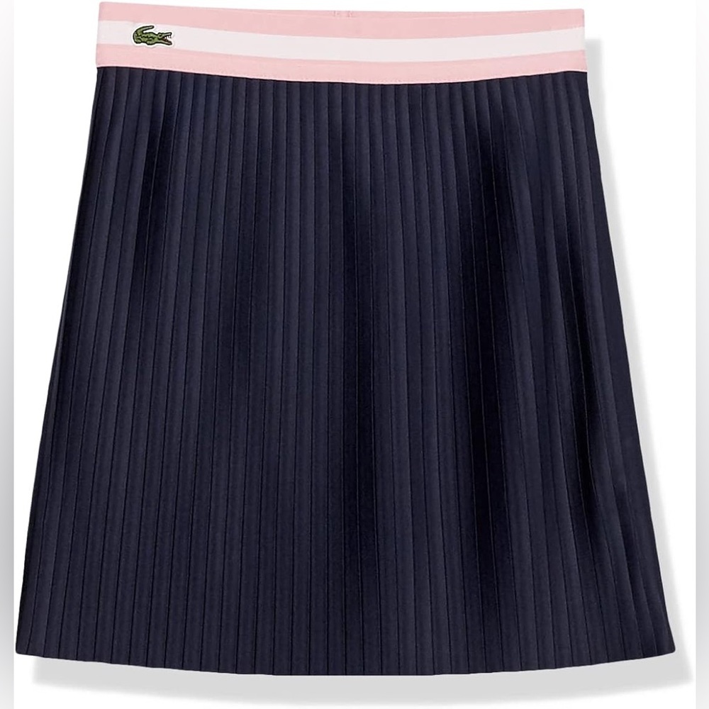 Lacoste Kids Pleated Skirt in Navy and Pink